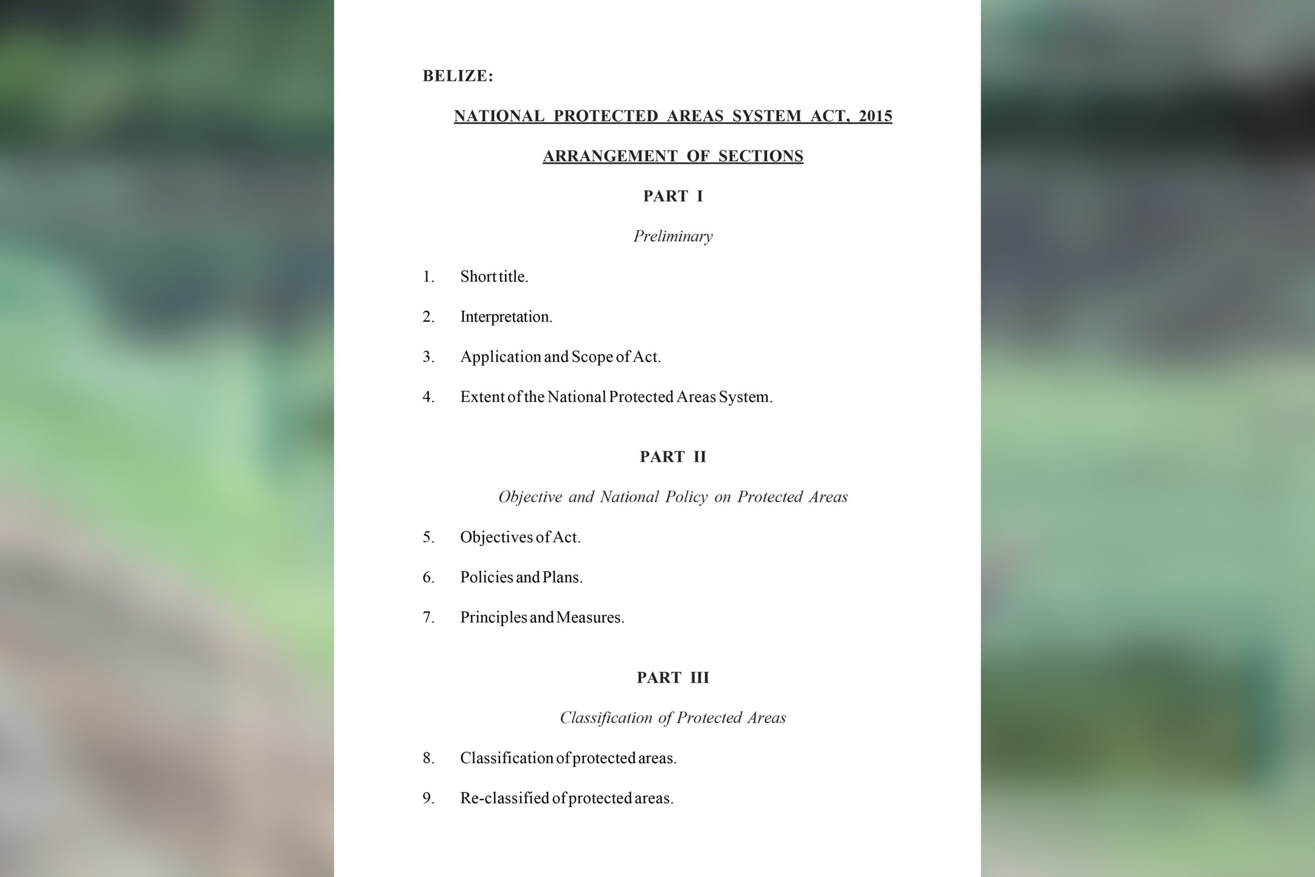 NATIONAL PROTECTED AREAS SYSTEM ACT, 2015